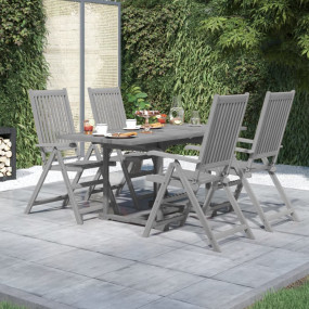 Garden Dining Set Grey Solid Acacia wood Standard Exten...