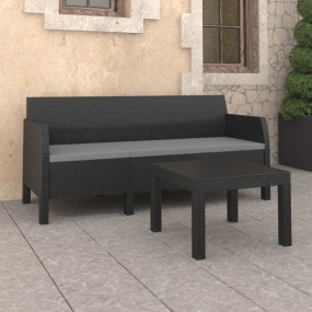 Garden Lounge Set Anthracite Polypropylene with rattan ...