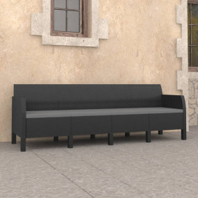 Garden Sofa Anthracite Polypropylene 4-seater Ergonomic