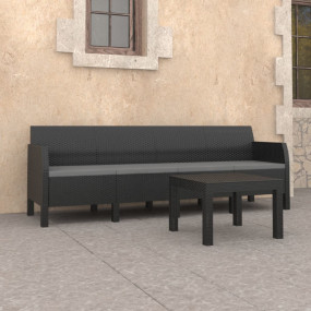 Garden Lounge Set Anthracite Polypropylene with rattan ...