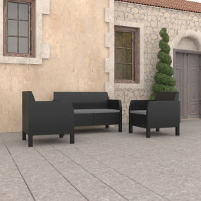 Garden Lounge Set Anthracite Polypropylene with rattan ...