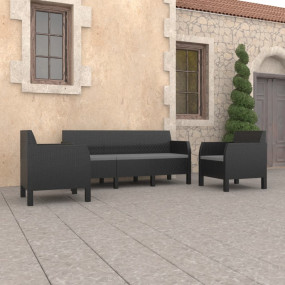 Garden Lounge Set Anthracite Polypropylene Large Remova...