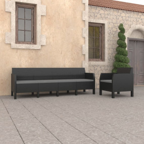Garden Lounge Set Anthracite Polypropylene with rattan ...