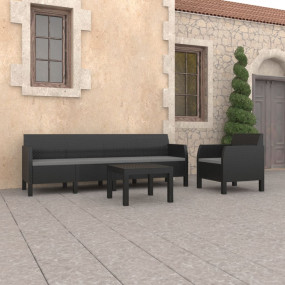 Garden Lounge Set Anthracite Polypropylene with rattan ...
