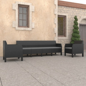 Garden Lounge Set Anthracite PP (Polypropylene) with ra...