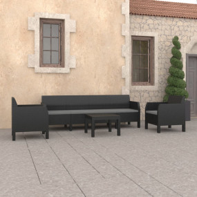 Garden Lounge Set Anthracite Polypropylene Large