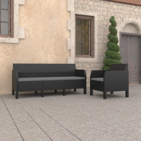 Garden Lounge Set Anthracite PP (Polypropylene) with ra...