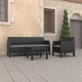 Garden Lounge Set Anthracite Polypropylene with rattan ...