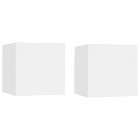 Bedside Cabinet Set of 2 White Engineered Wood Compact