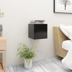 Bedside Cabinet Black Engineered Wood 12.0 x 11.8 x 11....