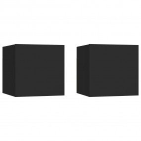 Bedside Cabinet Set of 2 Black Engineered wood Medium
