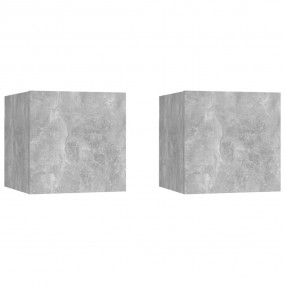 Bedside Cabinet Set of 2 Concrete gray Engineered wood