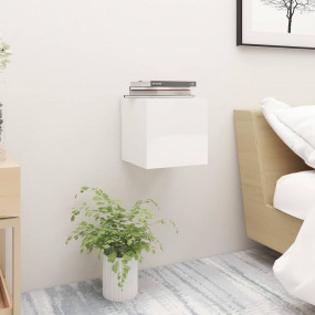 Bedside Cabinet High gloss white Engineered wood Small ...