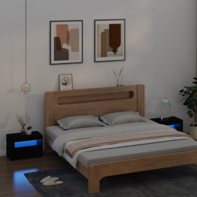 Bedside Cabinet Set of 2 Black Engineered wood Medium