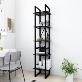 Book Cabinet Black Engineered Wood Medium 5 Tier Book C...
