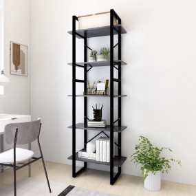 Book Cabinet Grey Engineered Wood, Metal Medium Book Ca...