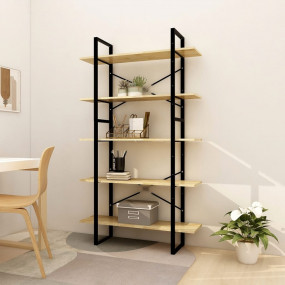 Book Cabinet Natural wood and black Pinewood, Metal Lar...