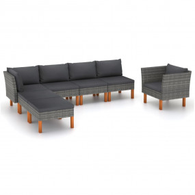 Garden Lounge Set Grey PE Rattan 7 Piece Set Modular