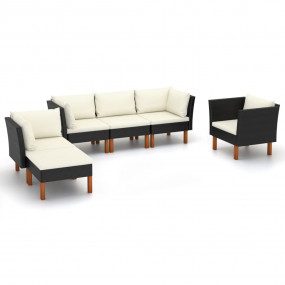 Garden Lounge Set Black PE rattan Medium Modular