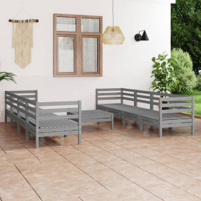 Garden Lounge Set Grey Solid Pine wood Medium Modular