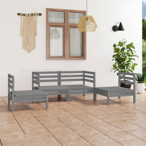 Garden Lounge Set Grey Solid pinewood Medium Modular