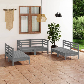 Garden Lounge Set Grey Solid pinewood Large Modular