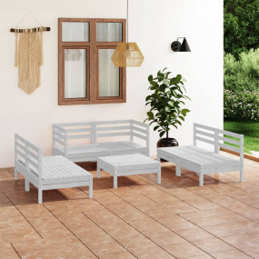 Garden Lounge Set White Solid Pinewood Medium Modular