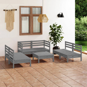 Garden Lounge Set Gray Solid pinewood Modular Modular
