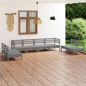 Garden Lounge Set Grey Solid pinewood Standard Modular