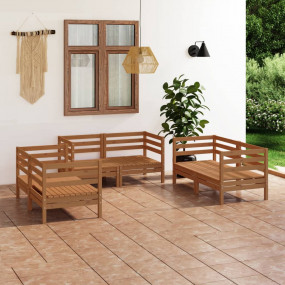 Garden Lounge Set Honey Brown Solid Pine Wood Standard ...