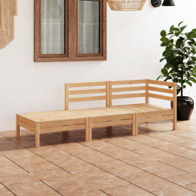 Garden Lounge Set Natural Solid pine wood Medium Modula...