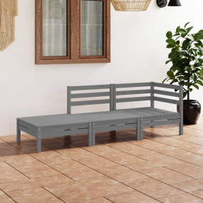 Garden Lounge Set Grey Solid pinewood Medium Modular Lo...