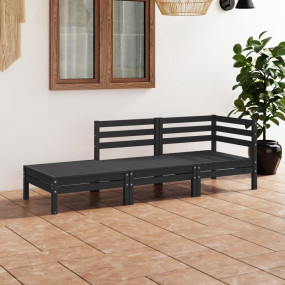 Garden Lounge Set Black Solid pine wood Medium Modular