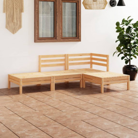 Garden Lounge Set Natural Pine Solid Pinewood Modular