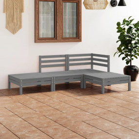 Garden Lounge Set Grey Solid pinewood Medium Modular
