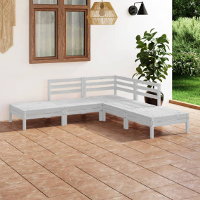 Garden Lounge Set White Solid Pine Wood Small Modular