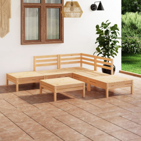 Garden Lounge Set Natural Pine Solid Pine wood Standard...