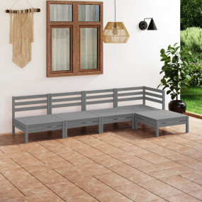 Garden Lounge Set Grey Solid pinewood Medium Modular