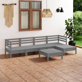 Garden Lounge Set Grey Solid pinewood 6 piece set Durab...