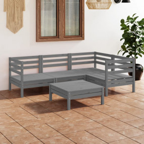 Garden Lounge Set Grey Solid pine wood Standard Modular