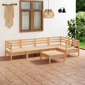 Garden Lounge Set Natural Wood Solid Pinewood Medium Mo...