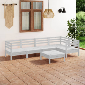 Garden Lounge Set White Solid pinewood Large Modular