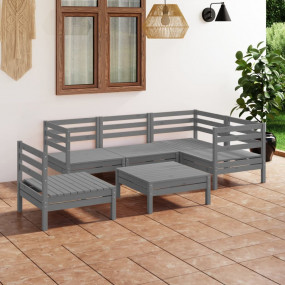Garden Lounge Set Grey Solid pinewood Medium Modular