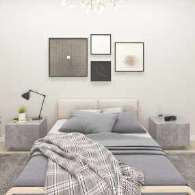 Bedside Cabinet Concrete Grey Engineered Wood Compact