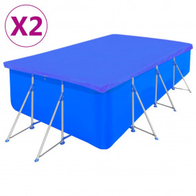 Pool Cover Set of 2 Dark blue Polyethylene 155 x 81.5 x...