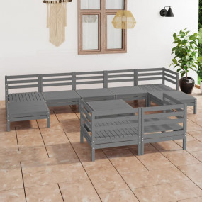 Garden Lounge Set Grey Solid Pine Wood Large Modular