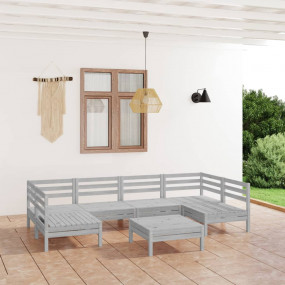 Garden Lounge Set White Solid pinewood Medium-Large Mod...