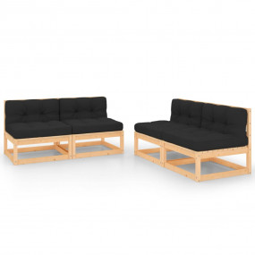 Garden Lounge Set Anthracite Solid pine wood Medium Dur...