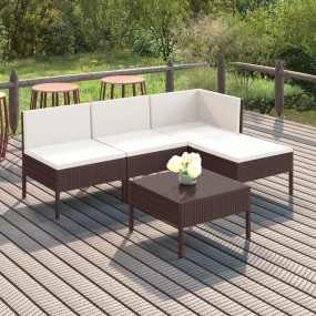 Garden Lounge Set Brown, Cream White
