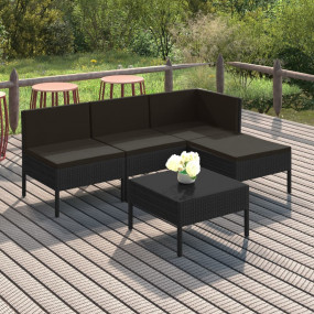 Garden Lounge Set Black PE rattan Medium Modular